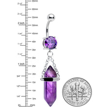 Load image into Gallery viewer, Purple Amethyst Stone Stone Hippie Dangle Belly Ring
