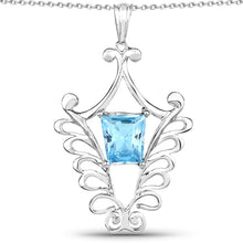 Load image into Gallery viewer, 5.68 Carat Genuine Swiss Blue Topaz .925 Sterling Silver Pendant