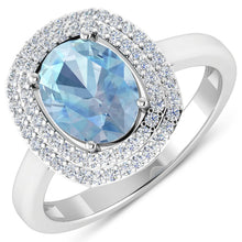 Load image into Gallery viewer, 1.72 Carat Genuine Aquamarine and White Diamond 14K White Gold Ring