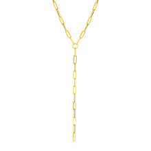 Load image into Gallery viewer, 14k Yellow Gold Paperclip Chain Lariat Necklace