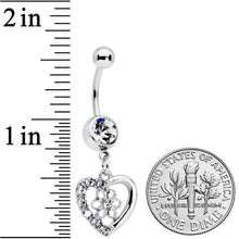 将图片加载到图库查看器,Clear Gem Floral Hollow Heart Valentines Day Dangle Belly Ring