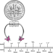Load image into Gallery viewer, Pink Butterfly Ends Non Pierced Magnetic Clip On Fake Septum Ring