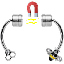 Load image into Gallery viewer, Clear Gem Bee Hive Non Pierced Magnetic Clip On Fake Septum Ring