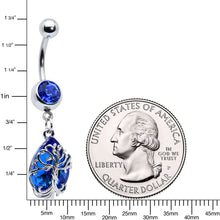 将图片加载到图库查看器,Blue Gem Drop Tree Dangle Belly Ring