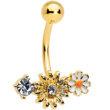 Load image into Gallery viewer, Clear Gem Gold Tone Sunny Day Daisy Flower Belly Ring
