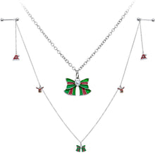 Load image into Gallery viewer, 14G 9/16 White Orb Santa Hat Christmas Barbell Nipple Chain Set