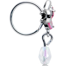 Load image into Gallery viewer, 20G 5/16 Heart Pink Butterfly Clear Dangle Nose Hoop