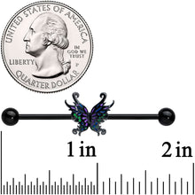 Load image into Gallery viewer, 14G Black Fantasy Faerie Wings Industrial Barbell 38mm