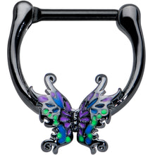 Load image into Gallery viewer, 16G 5/16 Black Fantasy Faerie Wings Cartilage Clicker
