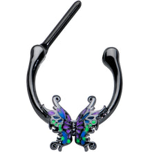 Load image into Gallery viewer, 16G 5/16 Black Fantasy Faerie Wings Cartilage Clicker