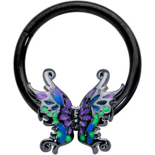 将图片加载到图库查看器,16G 3/8 Black Fantasy Faerie Wings Hinged Segment Ring
