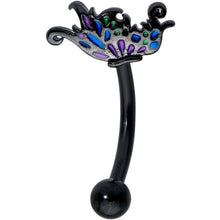Load image into Gallery viewer, 16G 5/16 Black Fantasy Faerie Wings Curved Eyebrow Ring