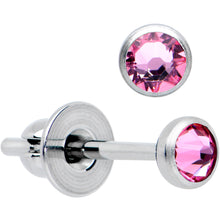 将图片加载到图库查看器,3mm Pink Gem Bezel G23 Titanium Post Stud Earrings