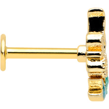 Load image into Gallery viewer, 16G 5/16 Green Faux Opal Gold Tone Curvy Mermaid Labret Tragus