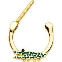 Load image into Gallery viewer, 16G 5/16 Gold Tone Green Hungry Alligator Cartilage Clicker