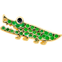 Load image into Gallery viewer, 16G 1/4 Gold Tone Green Hungry Alligator Cartilage Tragus Earring