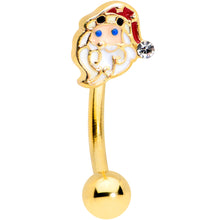 Load image into Gallery viewer, 16G 5/16 Clear Gem Gold Tone Santa Christmas Curved Eyebrow Ring