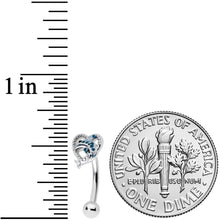 Load image into Gallery viewer, 16G 5/16 Blue Dolphin Heart Curved Eyebrow Ring