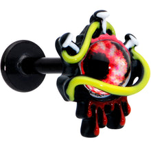 Load image into Gallery viewer, 16G 5/16 Black Spiky Eyeball Halloween Labret Monroe Tragus