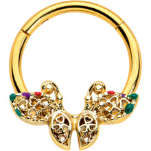 Load image into Gallery viewer, 16G 3/8 Gold Tone Open Heart Butterfly Hinged Segment Ring