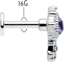 Load image into Gallery viewer, 16G 1/4 Purple Gem Unlock My Heart Key Labret Monroe Tragus