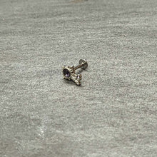 Load image into Gallery viewer, 16G 1/4 Purple Gem Unlock My Heart Key Labret Monroe Tragus