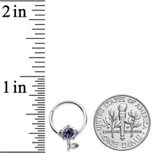 Load image into Gallery viewer, 16G 3/8 Purple Gem Unlock My Heart Key Hinged Segment Ring