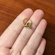 Load image into Gallery viewer, 16G 3/8 Gold Tone Witch Hat Broom Halloween Hinged Segment Ring