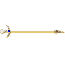 将图片加载到图库查看器,14G Clear Gem Gold Tone Sabre Sword Industrial Barbell 38mm