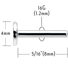 Load image into Gallery viewer, 16G 5/16 G23 Titanium Threadless Post Only Labret Monroe Tragus
