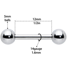 将图片加载到图库查看器,14G 1/2 Simple Classic Barbell Nipple Ring Set