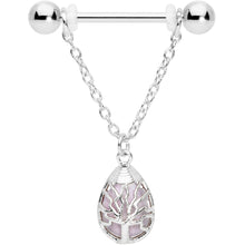 将图片加载到图库查看器,14G 9/16 Pink Rose Quartz Drop Tree Chain Dangle Nipple Ring Set