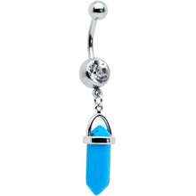 Load image into Gallery viewer, Clear Gem Turquoise Obelisk Dangle Belly Ring