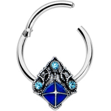 将图片加载到图库查看器,16G 3/8 Blue Gem Rococo Blue Hinged Segment Ring