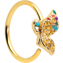 Load image into Gallery viewer, 20G 5/16 Gold Tone Colorful Hearts Butterfly Nose Hoop