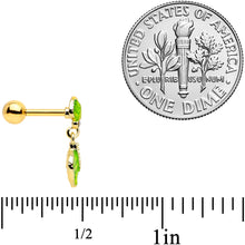 Load image into Gallery viewer, 16G 1/4 Clear Gem Gold Tone Lush Leaves Dangle Cartilage Tragus