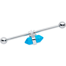Load image into Gallery viewer, 14G Blue Turquoise Gem Groovy Stone Hippie Industrial Barbell 38mm