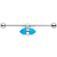Load image into Gallery viewer, 14G Blue Turquoise Gem Groovy Stone Hippie Industrial Barbell 38mm