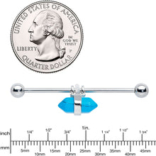 Load image into Gallery viewer, 14G Blue Turquoise Gem Groovy Stone Hippie Industrial Barbell 38mm
