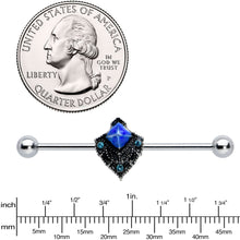 Load image into Gallery viewer, 14G Blue Gem Rococo Blues Elegant Industrial Barbell 38mm