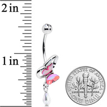 将图片加载到图库查看器,Clear Gem Heart Pink Butterfly Dangle Belly Ring