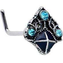 Load image into Gallery viewer, 20G 7mm Blue Gem Rococo Blues Elegant L-Shape Nose Ring