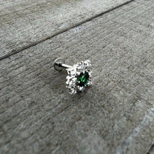 Load image into Gallery viewer, 16G 5/16 Green Gem Ornate Art Deco Labret Monroe Tragus