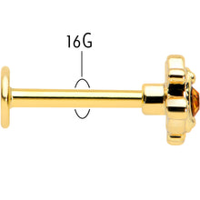 Load image into Gallery viewer, 16G 5/16 Yellow Gem Gold Tone Duet Scroll Labret Monroe Tragus