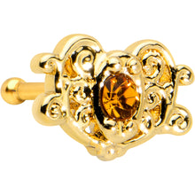 Load image into Gallery viewer, 20G 1/4 Yellow Gem Gold Tone Duet Scroll Nose Bone