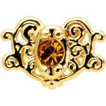 Load image into Gallery viewer, 20G 1/4 Yellow Gem Gold Tone Duet Scroll Nose Bone