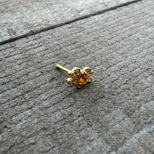 Load image into Gallery viewer, 20G 1/4 Yellow Gem Gold Tone Duet Scroll Nose Bone
