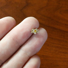 Load image into Gallery viewer, 20G 1/4 Yellow Gem Gold Tone Duet Scroll Nose Bone