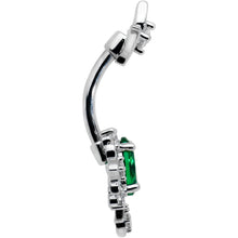 Load image into Gallery viewer, Green Clear Gem Ornate Art Deco Double Mount Belly Ring