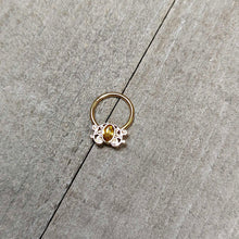 Load image into Gallery viewer, 16G 3/8 Yellow Gem Gold Tone Duet Scroll Hinged Segment Ring